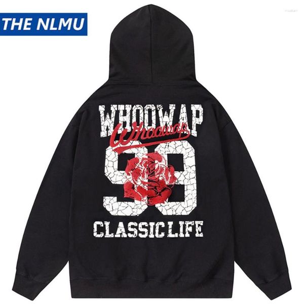 Sudaderas con capucha para hombre 2023 Hip Hop para hombre con letras rosas impresas de gran tamaño Harajuku Y2K sudadera Streetwear moda hombre pulóver con capucha negro