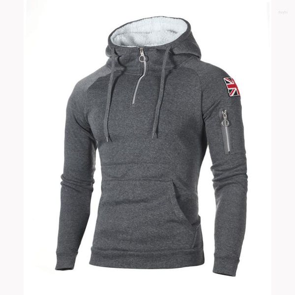 Sudaderas con capucha para hombre 2023 con cremallera otoño Hip para hombre calidad Hop sudadera bandera británica hombres Patchwork chándal con capucha hombre Hoo