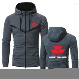 Sudaderas con capucha para hombre 2023 MASSEY FERGUSON Logo impreso por encargo Color sólido Hombres Chaqueta con cremallera Sudadera con capucha Algodón Hombre de alta calidad Ropa deportiva Tops