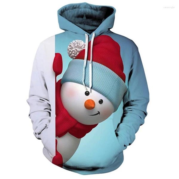 Sudaderas con capucha para hombre 2023, Sudadera con capucha para hombre, Sudadera con capucha 3D de estilo informal con estampado de muñeco de nieve navideño bonito, travieso y divertido