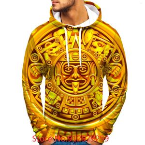 Sweats à capuche pour hommes 2023 hommes/femmes mode mexique calendrier aztèque mâle sweat à capuche décontracté sweats Harajuku hauts pullover