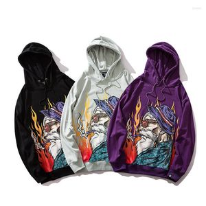 Heren Hoodies 2023 Heren Hip Hop Cartoon Old man Roken Gedrukte pullover Streetwear Urban Street Harajuku Herfst sweatshirts