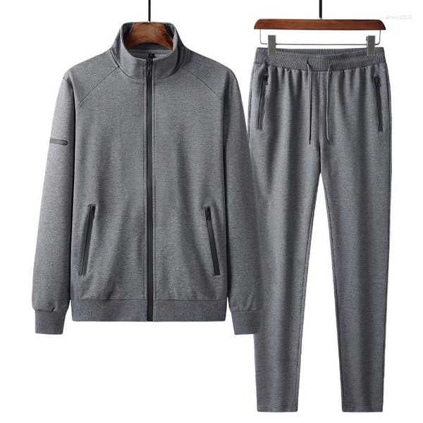 Sweats à capuche pour hommes 2023 ensembles de course mode Sport costume marque Patchwork fermeture éclair sweat pantalons de survêtement hommes vêtements 2 pièces survêtement