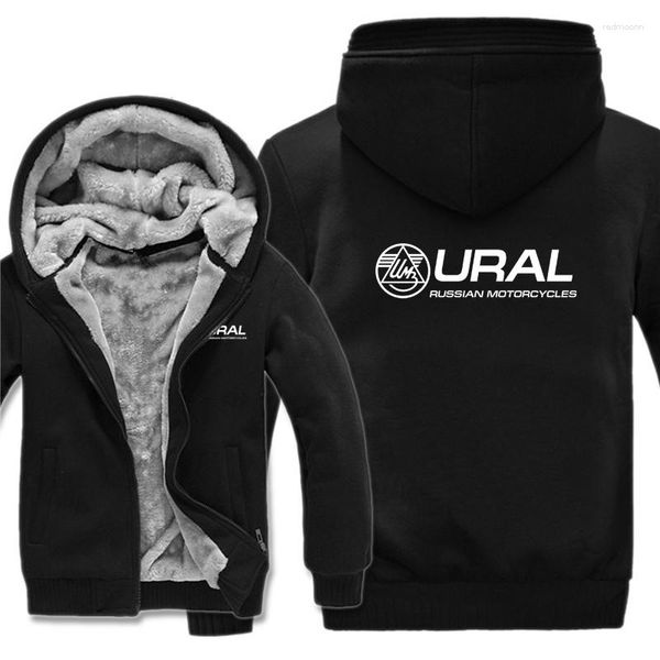 Sweats à capuche pour hommes 2023 russe Ural moto hommes Streetwear manteau laine doublure veste sweats chaud à capuche