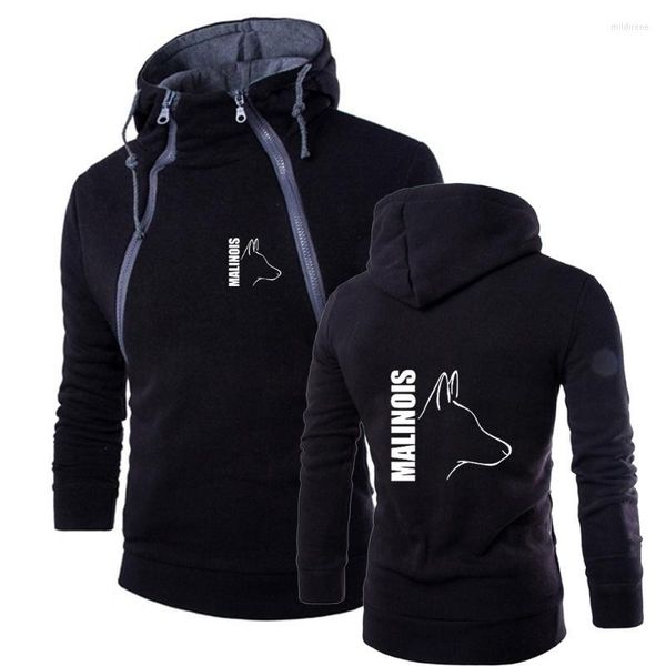 Sweats à capuche pour hommes 2023 Silly Dog belge Malinois hommes printemps automne sweats à manches longues Double fermeture éclair pull survêtements hauts