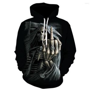 Heren Hoodies 2023 Skull Hoodie Brand Punk Style Finger Print 3D Hooded Sweatshirt Men Women Harajuku Hip Hop -pullover