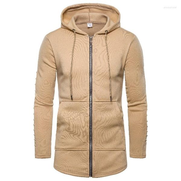 Sudaderas con capucha para hombre 2023 Color sólido otoño Casual Top Coat suelto y versátil personalizado Simple con capucha manga larga