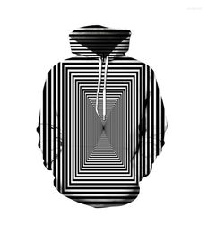 Heren Hoodies 2023 Spring Autumn 3D Geometrische kinderkruiken Zwart Witte Stripe Fashion Casual Men/ Women Hooded Sweatshirt