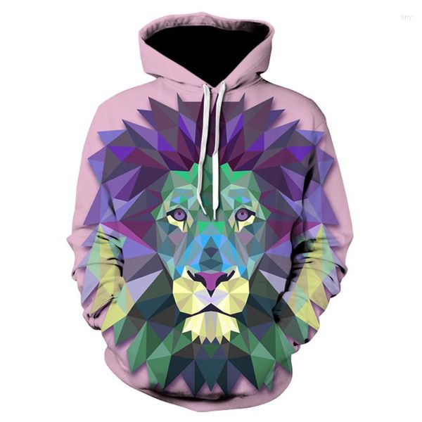 Sweats à capuche pour hommes 2023 sweats élégants hommes/femmes amoureux 3d sweat impression aquarelle blocs colorés Lion mince hauts à capuche