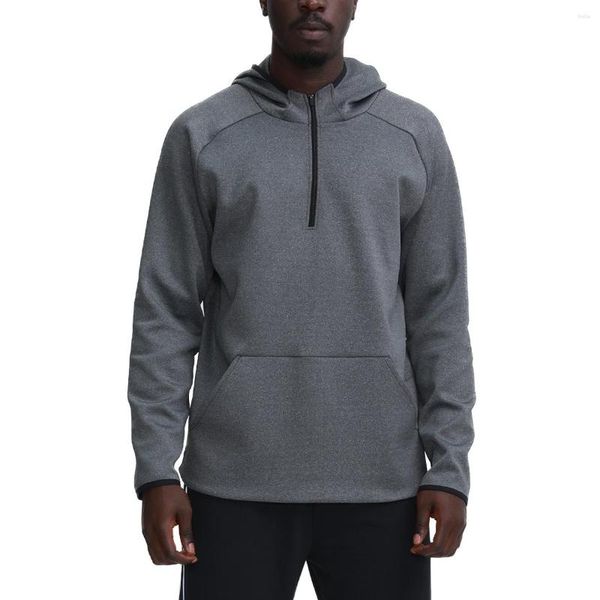 Sudaderas con capucha para hombre 2023 Sudadera personalizada otoño sólido 1/4 cremallera Casual ropa deportiva pulóver sin cuerda hombres Sudadera