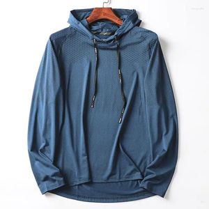 Heren Hoodies 2023 Zomer Modieus Sport Ruimvallend Informeel Ademend Sneldrogend Vochtafvoerend Effen Kleur Lange mouwen Hoodie