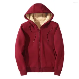 Sweat-shirt à capuche pour homme, vêtement d'extérieur chaud et épais, veste à capuche, fermeture éclair, fourrure polaire, Cardigan solide, hiver 2023