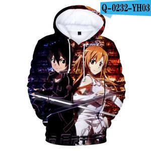 Mannen Hoodies 2023 Sword Art Online 3D Gedrukt Mannen/Vrouwen Straat Hip Hop Harajuku Sweatshirt Kinderen Unisex Anime cosplay Kleding