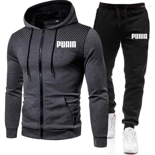 Sweats à capuche pour hommes 2023 Vêtements d'hiver Ensembles pour hommes Impression Sweat à capuche Ensemble Sweat-shirt à fermeture éclair en molleton Pantalon de survêtement de sport décontracté Survêtements pour hommes