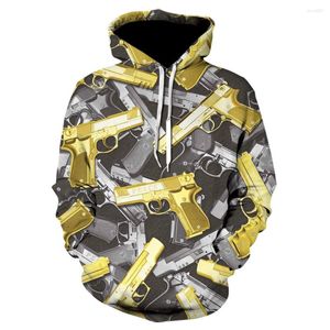 Sweats à capuche pour hommes 2023 hiver mode pistolet 3D sweat à capuche imprimé Hip Hop Streetwear pull Style décontracté veste créative hommes/femmes