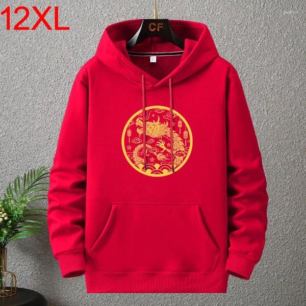 Sudadera para hombres 2024 Hombres de sudadera con capucha china Red Plus Tamaño 10xl 12xl Otoño Invierno Vellón Velanda sudaderas con capucha masculina