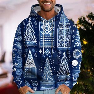 Hoodies masculins 2024 Arbre de Noël Noël Santa Snowman Claus Hoodie Men Automne Hiver 3D Priving Priving Sweatshirt Plus Size Streetwear