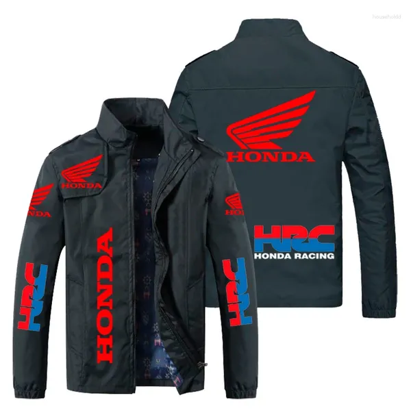 Veste de moto à capuche pour homme, coupe-vent avec Logo Honda Red Wing HRC imprimé, à la mode, vêtements de bombardier tendance, 2024