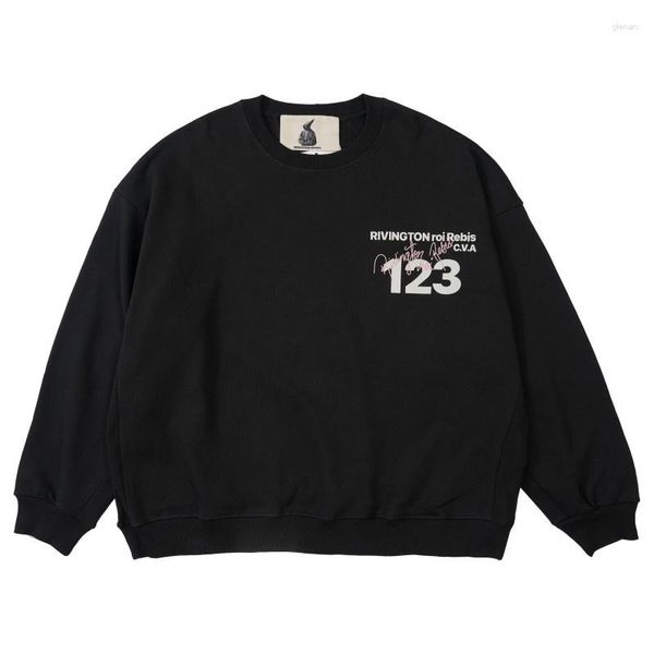 Sweats à capuche pour hommes 23ss RRR 123 Pull à capuche noir Logo imprimé Coton Col rond 1: 1 Haute qualité RRR-123 et surdimensionné pour femmes