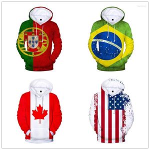 Heren Hoodies 3 Tot 14 Jaar Kids Hoodie Vlag Portugal Argentinië Duitsland Rusland Brazilië USA Sweatshirt Jongens Meisjes Casual Jas Kleding Tops