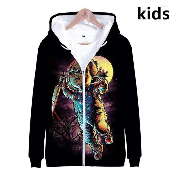 Sweats à capuche pour hommes 3 à 14 ans enfants film d'horreur Chucky sweat à capuche imprimé sweat garçons filles de Cosplay vestes enfants manteaux