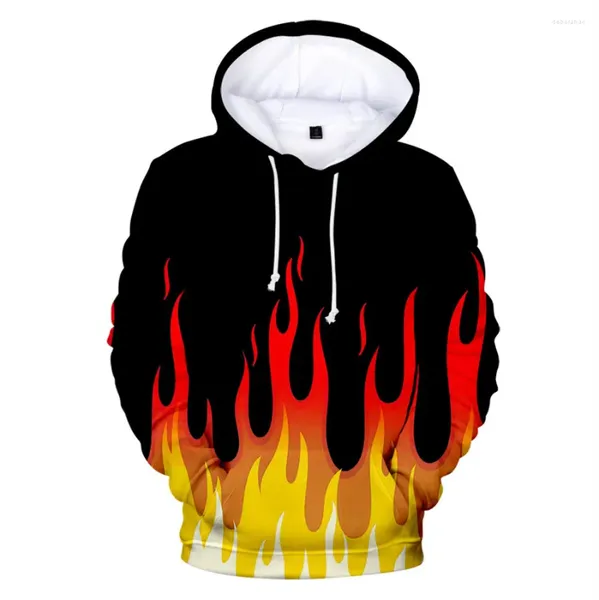 Sweats à capuche pour hommes 3 à 14 ans enfants rouge jaune flamme 3D sweat à capuche imprimé garçons filles manteau d'illusion d'optique vêtements pour enfants