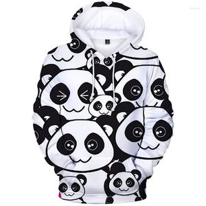 Heren Hoodies 3D Animal Panda Men Sweatshirts dames pullovers herfst kinderen schattige capuchon casual jongens meisjes wit en zwart uitkleding