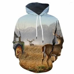 Sweats à capuche pour hommes 3d animaux sweats hommes chasse à capuche imprimer paysage à capuche décontracté arbre à capuche Anime hommes vêtements drôle