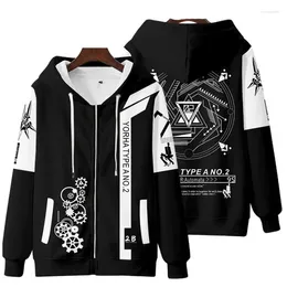 Heren Hoodies 3D Anime Nier Automata 2B Yorha Nr. 2 Type B 9S 9 S Cosplay Unisex Kostuum Hoodie Zipper Jacket Outdyar