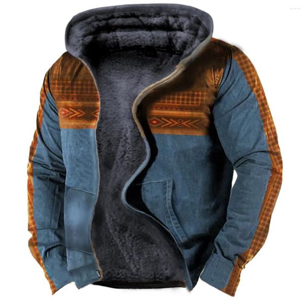 Sweats à capuche pour hommes 3D automne hiver vestes pour hommes classique Vintage carré grille à capuche fermeture éclair polaire coton Weaster à capuche