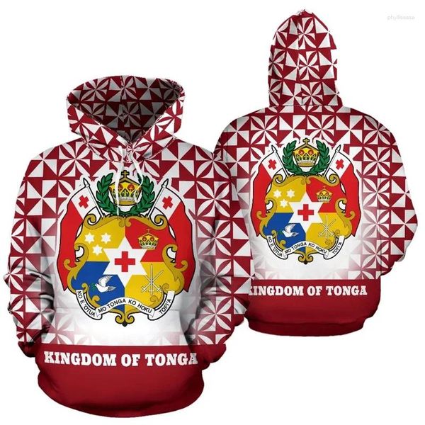 Sweats à capuche pour hommes 3D armoiries Tapa Tonga fête nationale impression polynésienne pour hommes enfants haut tendance pull à capuche à capuche