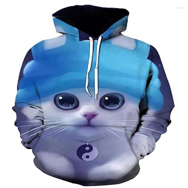 Sweats à capuche pour hommes 3D imprimé numérique chaton mignon manteau de sport à capuche à manches longues et manteaux pour femmes