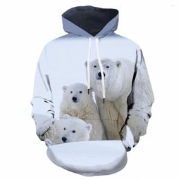 Heren Hoodies 3D Family Hoodie mannen Poolbeer Hooded Casual Animal Animal Hoody Anime Cute Print Love Gedrukt Sweatshirt