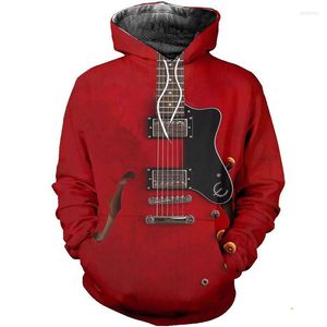 Sweats à capuche pour hommes 3D Full Print Red Guitar Fashion Zipper Shirt Casual Street Hip Hop Hoodie-003