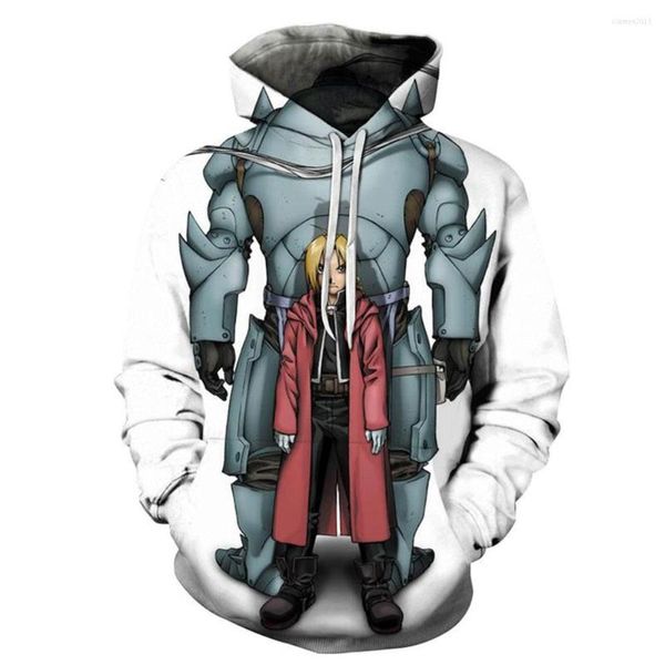 Sweats à capuche pour hommes 3D Fullmetal Alchemist Edward Elric Hommes Femmes Mode Casual Cosplay Costume Sweat à capuche Dessin animé Streetwear Sweat-shirt