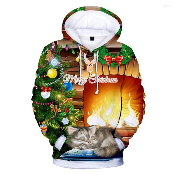 Sudaderas con Capucha para Hombre Sudadera con Capucha 3D Estampado Feliz Navidad Moda Hip Hop Viento Pareja Hombre Mujer Sudadera con Capucha Jersey Casual Sudadera De Manga Larga Top