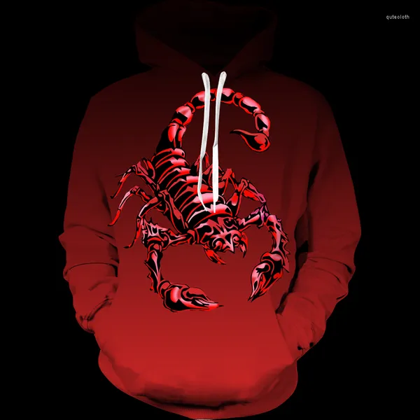 Sweats à capuche pour hommes 3D nouveauté Scorpion motif à capuche animaux sweats vêtements pour hommes drôle sweat surdimensionné vêtements pull Valor Street