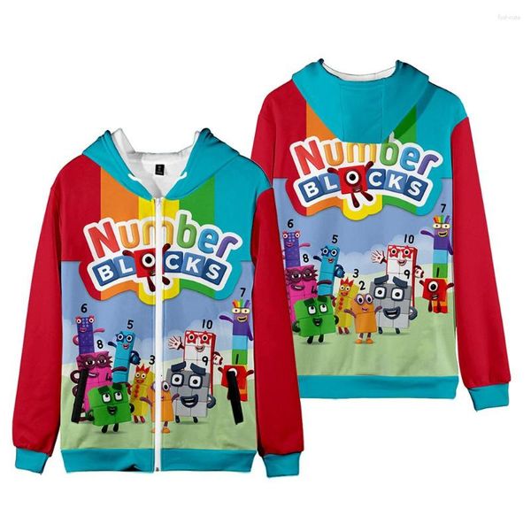 Hommes Hoodies 3D Numberblocks Cosplay Costume Sweats Femmes Hommes Zipper À Capuche Survêtement À Capuche Garçons Filles Anime Cartoon