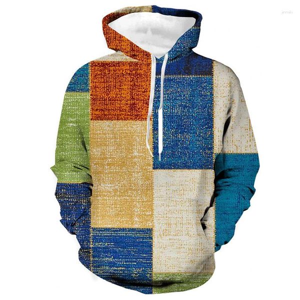 Sudaderas con capucha para hombre, estampado gráfico a cuadros en 3D, manga larga, con capucha, para hombre, niños, deportes, gimnasio, sudaderas, abrigos, tops de otoño y primavera