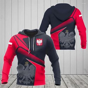 Heren Hoodies 3D Poolse vlag Polen Nationaal Embleem Print voor mannen Polska Arms Graphic Hoooded Sweatshirts Vintage kleding