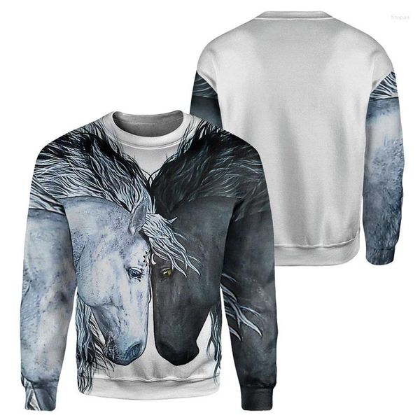 Sudaderas con Capucha para Hombre Sudadera con Estampado 3D Animal Alpaca Ganado Oveja Hombres Mujeres Caballo Burro Jerseys gráficos Casual Cuello Redondo Sudadera con Capucha de Manga Larga