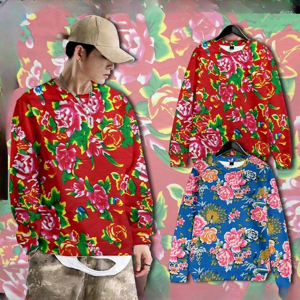 Sweat à capuche masculin 3d Print Chinois Style Nord-Est Big Flower Fleurs Oversize Femme / Men Sweat Sweat Sweat Y2K Streetwear Hip Hop Pullover Hooded