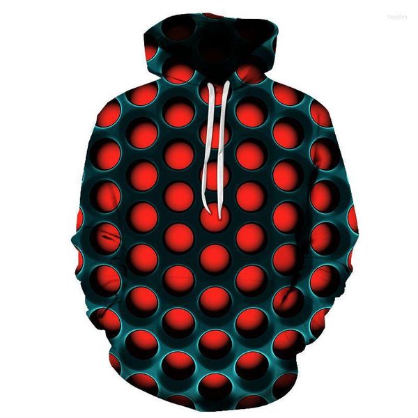 Sudaderas con capucha para hombre, estampado 3D, moda divertida, sudadera de Color geométrico con agujero redondo negro, sudadera Unisex de Hip Hop para hombres y mujeres, Streetwea