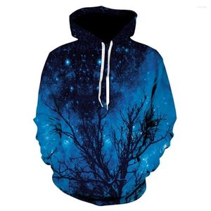 Herenhoodies 3D-print Losse sterrenhemel Boshoodie Heren/damesmode Looe Oversized capuchon