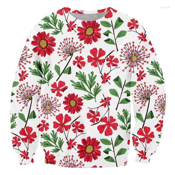 Sudaderas con capucha para hombre Sudadera con capucha con estampado 3D de plantas y hojas de flores para hombre Sudadera de manga larga Harajuku moda cuello redondo jerseys de primavera y otoño