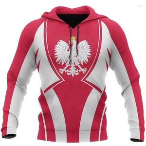 Heren Hoodies 3D Print Poolse vlag Polen Nationaal Embleem voor mannen Polska wapenschild Grafische sweatshirts Vintage kleding