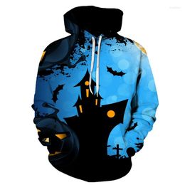 Hommes Hoodies 3D Imprimé Halloween Horror Castle Hommes Femmes Sweats À Capuche Casual Sweat À Capuche À Manches Longues Unisexe Streetwear Hommes