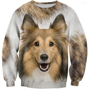 Sweats à capuche pour hommes imprimés en 3D Shetland_Sheepdog Sweat pour animaux de compagnie pull unisexe printemps/automne mode chiens à manches longues col rond en gros