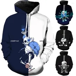 Sweats à capuche masculin 3D imprimé Undertale sans sweat à manches longues à manches longues à manches longues surdimension