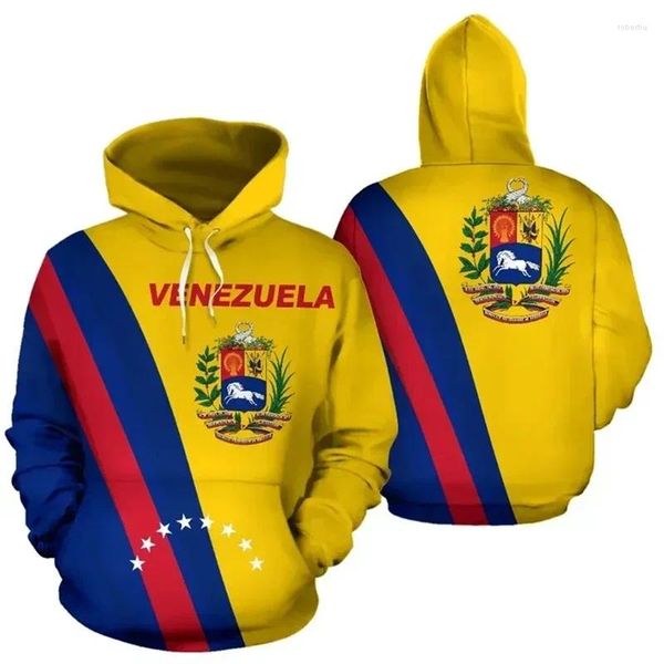 Hoodies masculins 3D Imprimé Venezuela Flag national emblème à sweat à sweat à sweat à sweats de sweat de fitness sportif de sport de rue